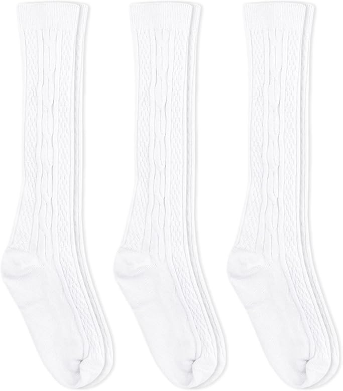 Jefferies Socks Girls 2-6X Classic Cable Knee High 3 Pair Pack | Amazon (US)