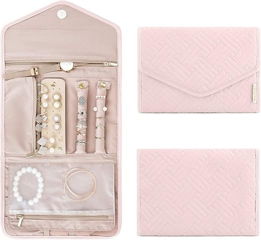 BAGSMART Travel Jewelry Organizer Case Foldable Jewelry Roll for Journey-Rings, Necklaces, Bracel... | Amazon (US)
