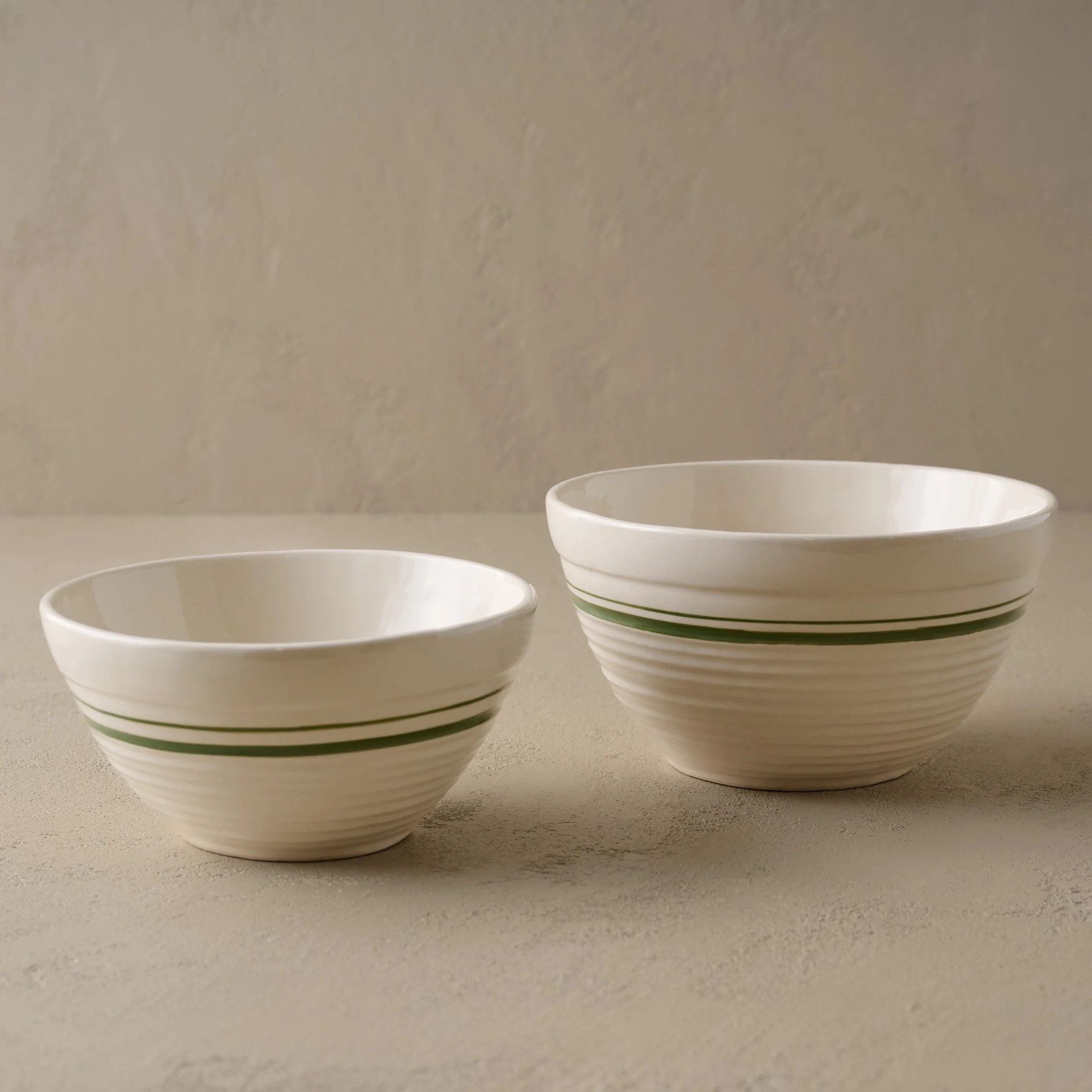 The Cottage Collection Forest Green Striped Mixing Bowl Set | Magnolia