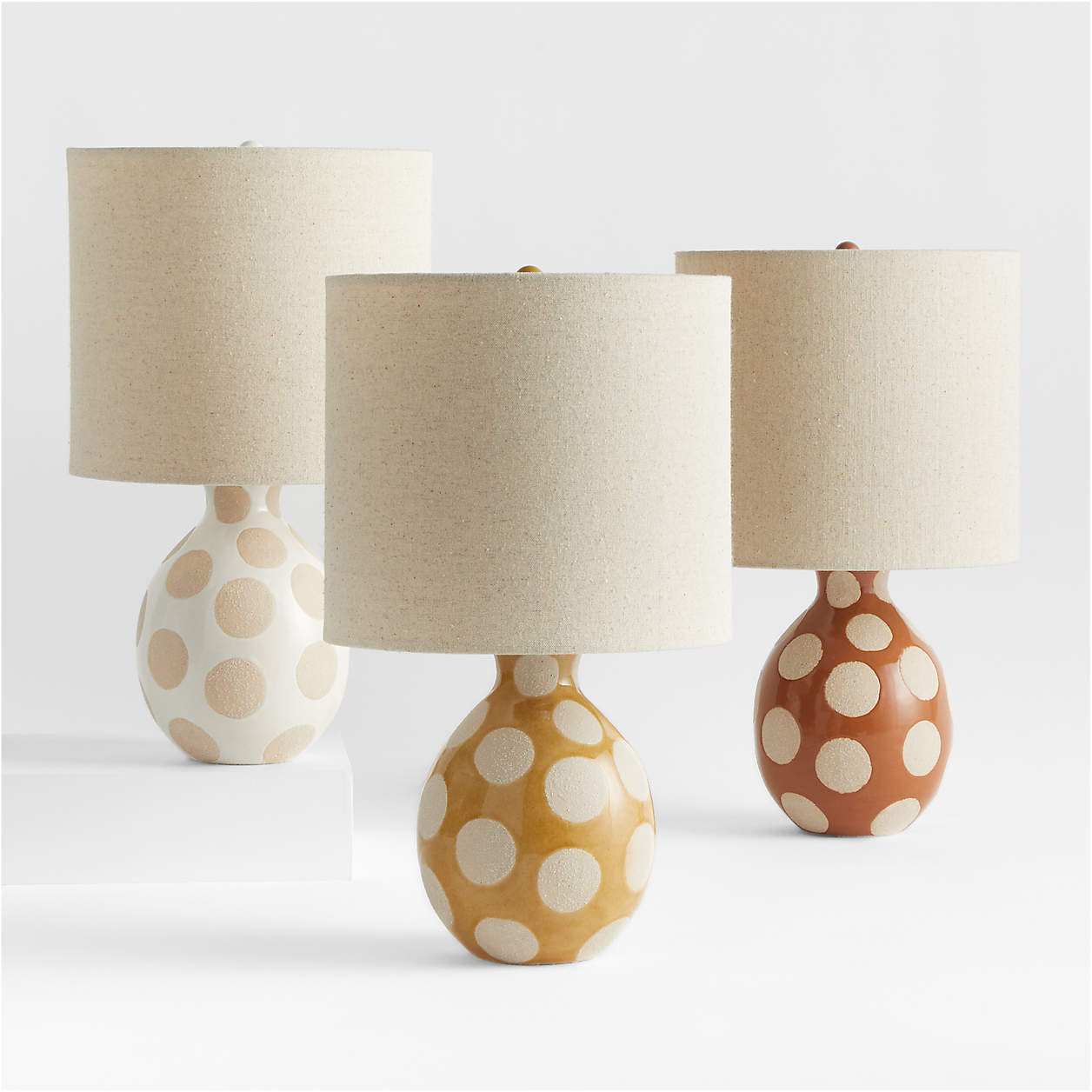 Dot Almond Brown Ceramic Kids Table Lamp + Reviews | Crate & Kids | Crate & Barrel