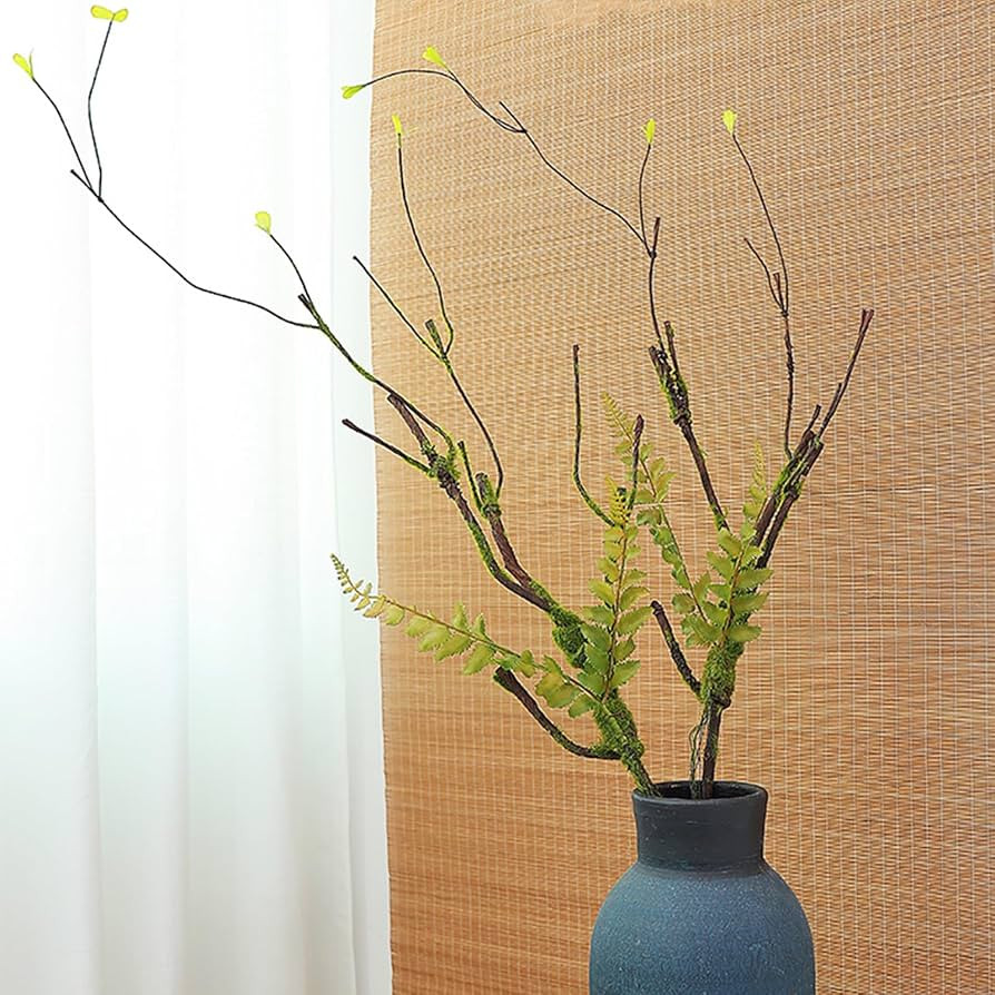 2pcs 40 inch Bendable Artificial Tree Cherry Blossom Branches Vines Twigs Limb Trunk Silk Moss Gr... | Amazon (US)