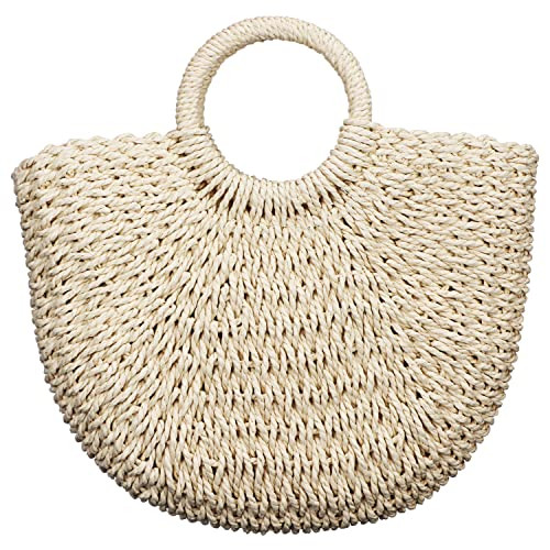 Frienda Straw Tote Bag Summer Beach Bag Handmade Straw Rattan Woven Handbag for Women Travel | Amazon (US)