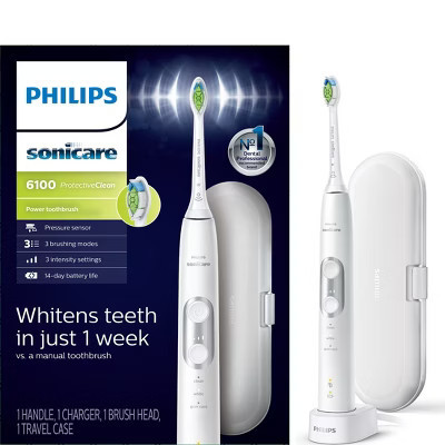 Philips Sonicare ProtectiveClean 6100 Whitening Rechargeable Electric Toothbrush - HX6877/21 - White | Target