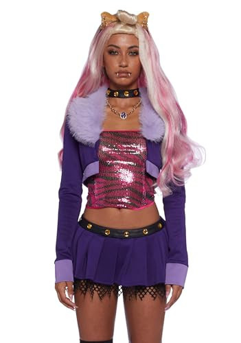 Dolls Kill Werewolf High School Student Premium Costume by Trickz N’ Treatz – Jacket, Skirt, Tube Top & Accessories, Purple, Medium | Amazon (US)