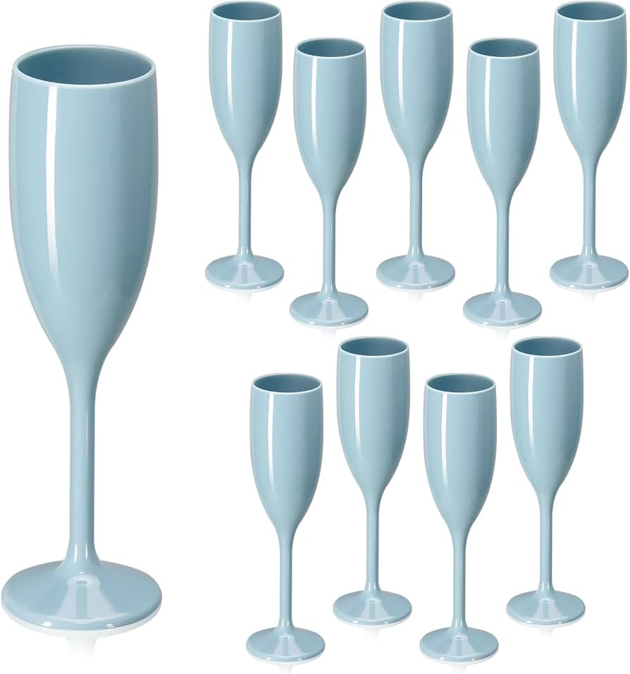 10 Pcs Dusty Blue Champagne Flutes Plastic Colored Champagne Glasses Set Of 10 Mimosa Bar Glasses... | Amazon (US)
