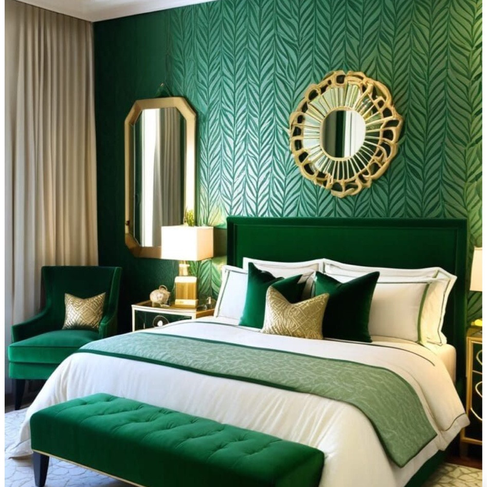 Bedroom redesign inspo 2025. Green velvet bed from Wayfair  

#LTKHome #LTKFindsUnder100