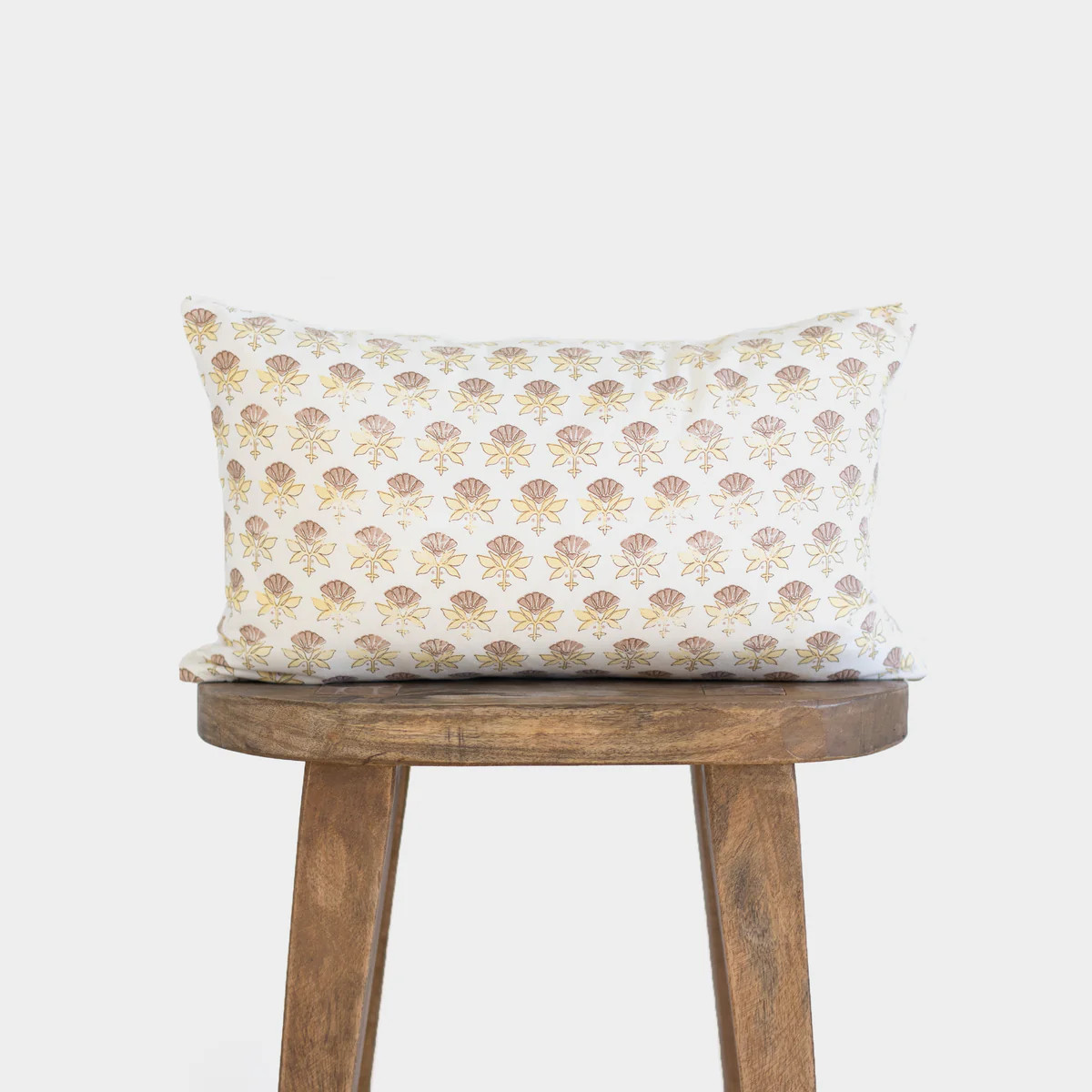 Fleur - White Floral Lumbar Pillow Cover | Woven Nook