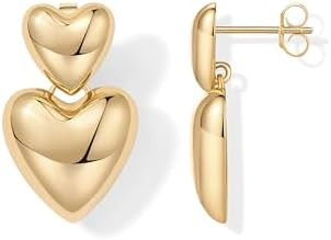 PAVOI 14K Gold Plated 925 Sterling Silver Posts Chunky Heart Statement Earrings for Women | Love ... | Amazon (US)
