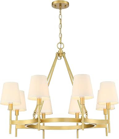 Amazon.com: Untrammelife 30" Gold Wagon Wheel Drum Chandelier | 8 Lights Large Round Pendant Ligh... | Amazon (US)