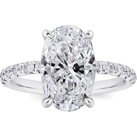 3.5ct Solitaire Oval Engagement Ring for Women,14K Gold Plated 925 Sterling Silver Cubic Zirconia... | Amazon (US)