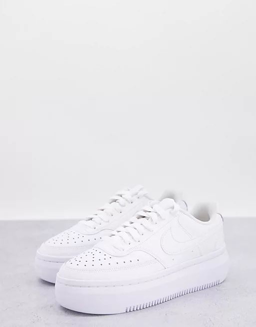 Nike Court Vision Alta Leather platform sneakers in triple white | ASOS (Global)