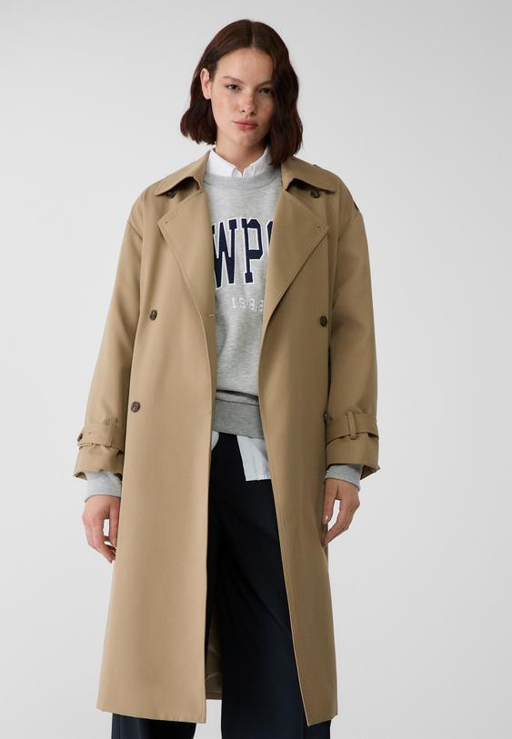 Langer, fließender Trenchcoat mit Futter - Mode für Damen | Stradivarius Deutschland | Stradivarius DE