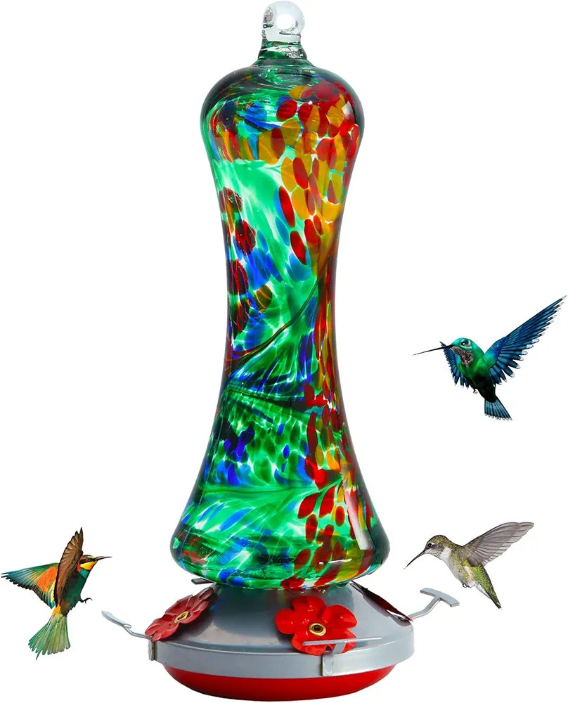 Glass Hummingbird Feeder for Outdoors: Leak Proof Hanging Hummingbirds Gifts for Women - Ant Moat... | Amazon (US)