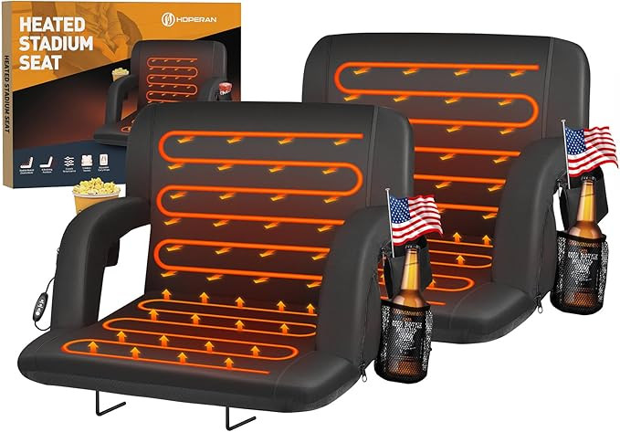 HOPERAN Heated Stadium Seats for Bleachers with Back Support Wide Cushion, Extra Portable Bleache... | Amazon (US)