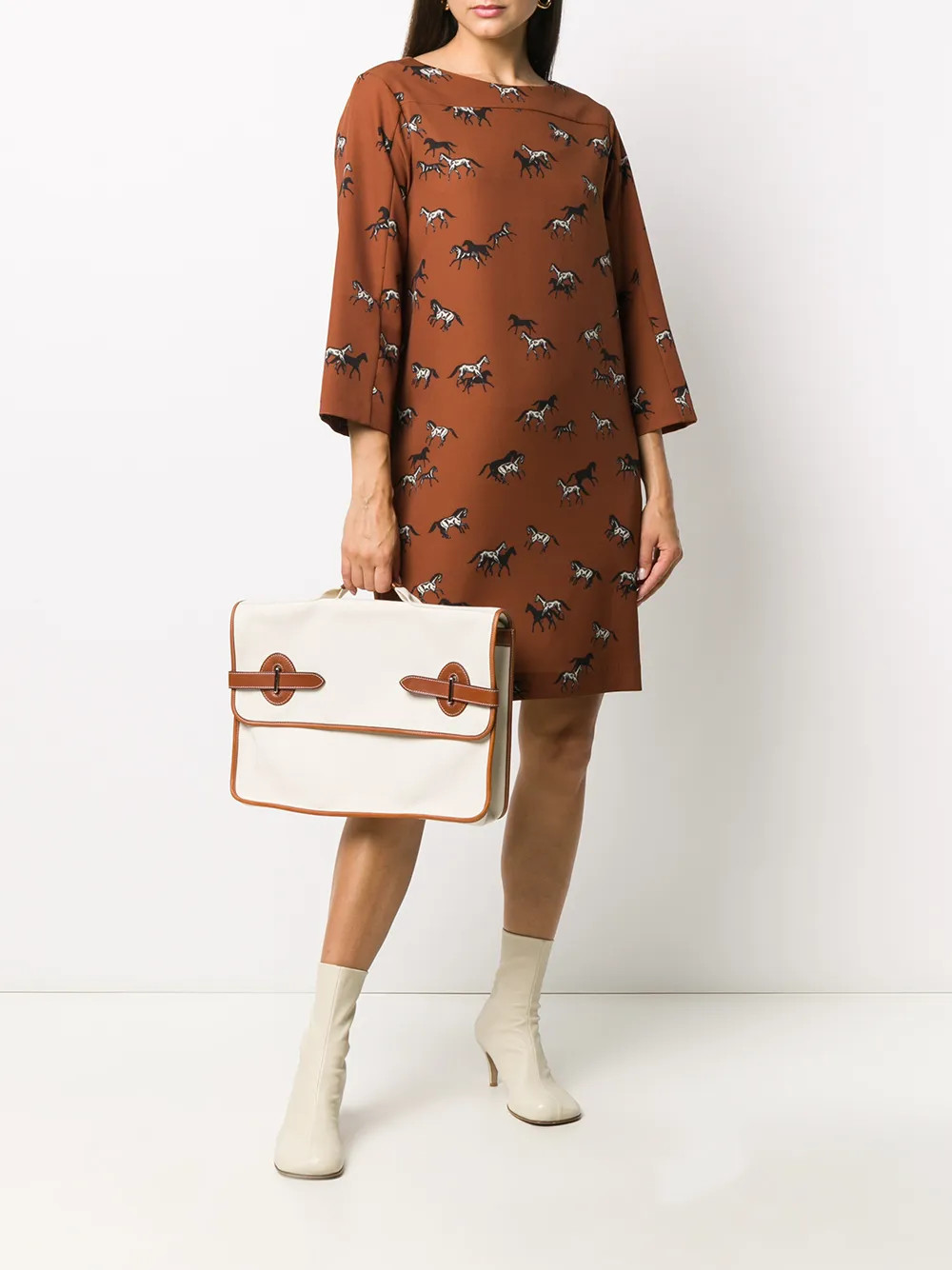 horse-print midi dress | Farfetch (US)
