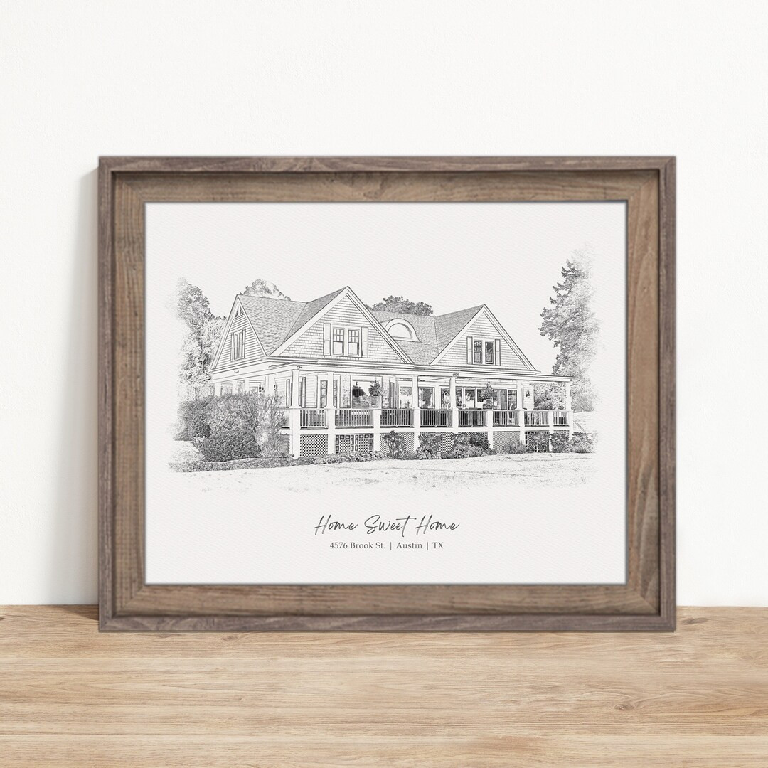 Custom Pencil Sketch of House From Photo Into A Portrait Drawing - Etsy | Etsy (US)