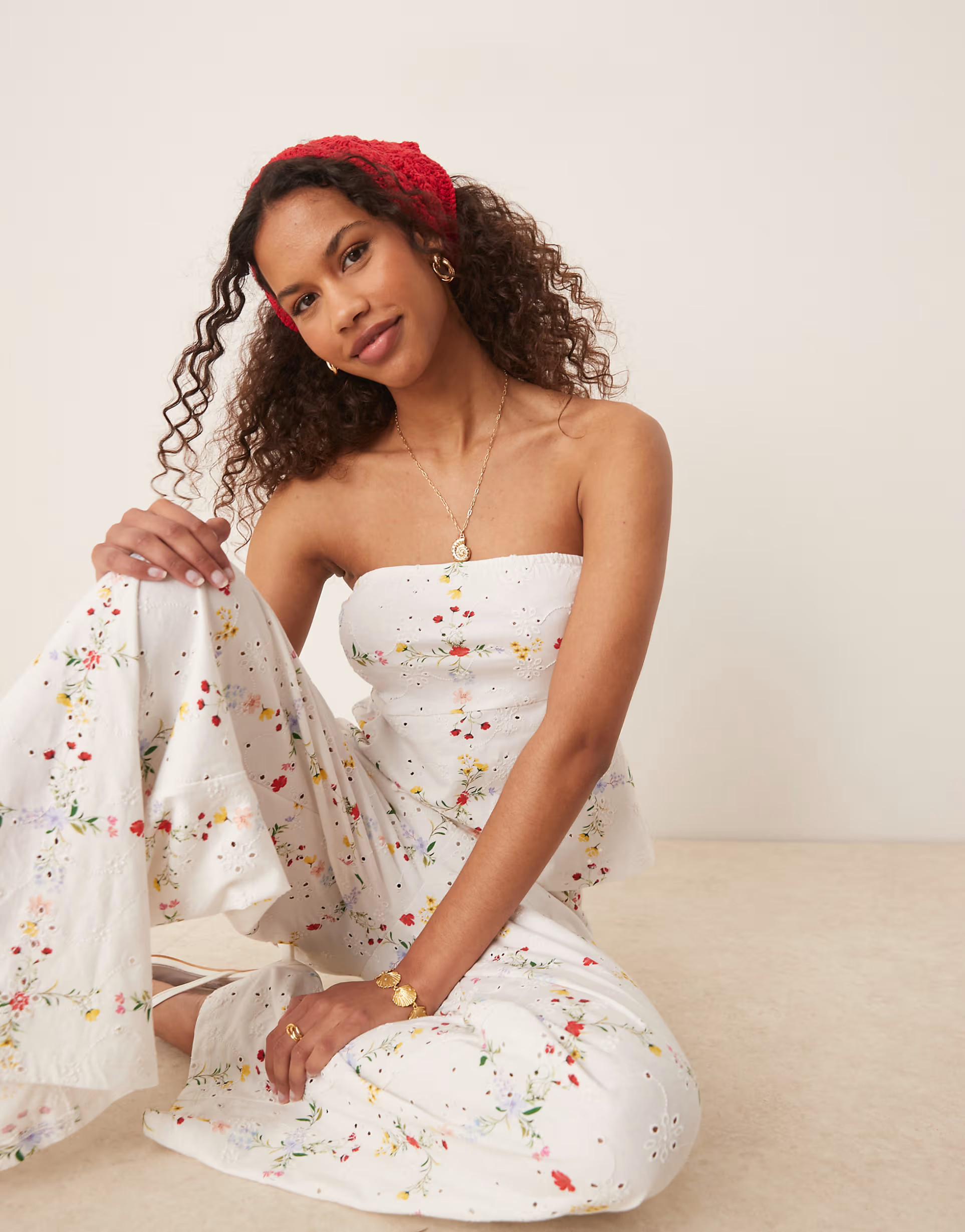 ASOS DESIGN broderie bandeau co-ord in floral print | ASOS (Global)