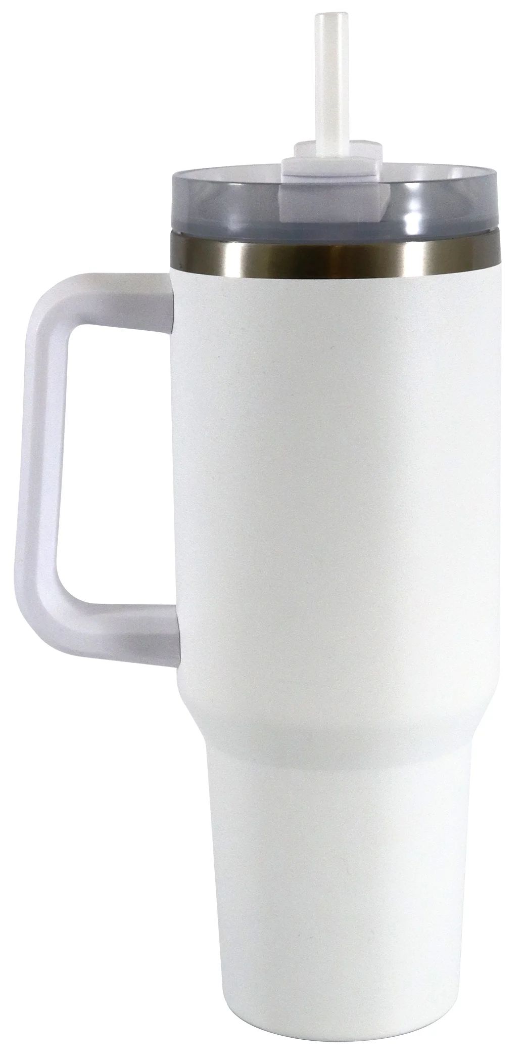 Mainstays 40 oz Stainless Steel Tumbler with Straw and Handle, Double Wall Insulated, White | Walmart (US)