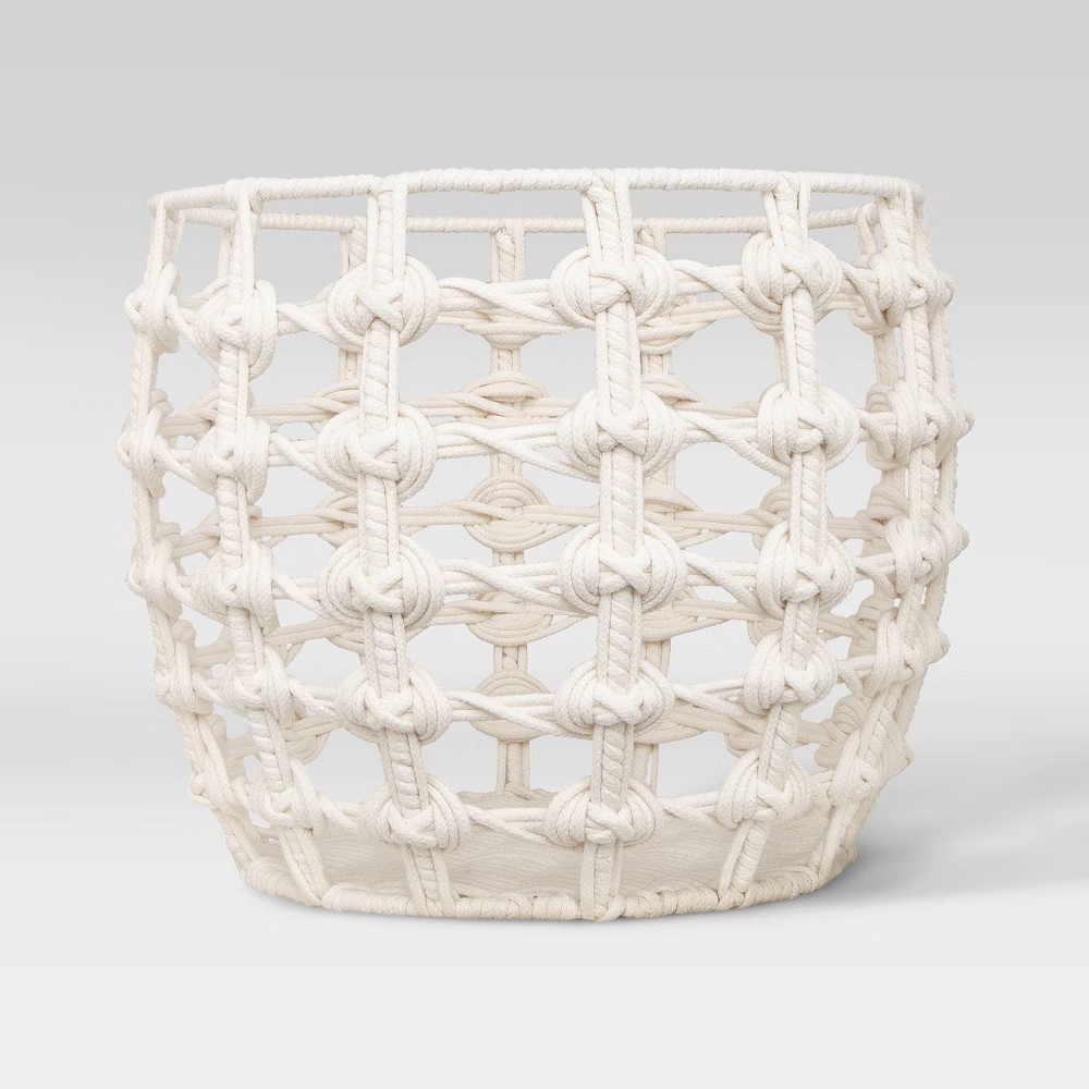 15"" x 12"" Macrame Basket in Cotton Poly Rope White - Opalhouse | Target