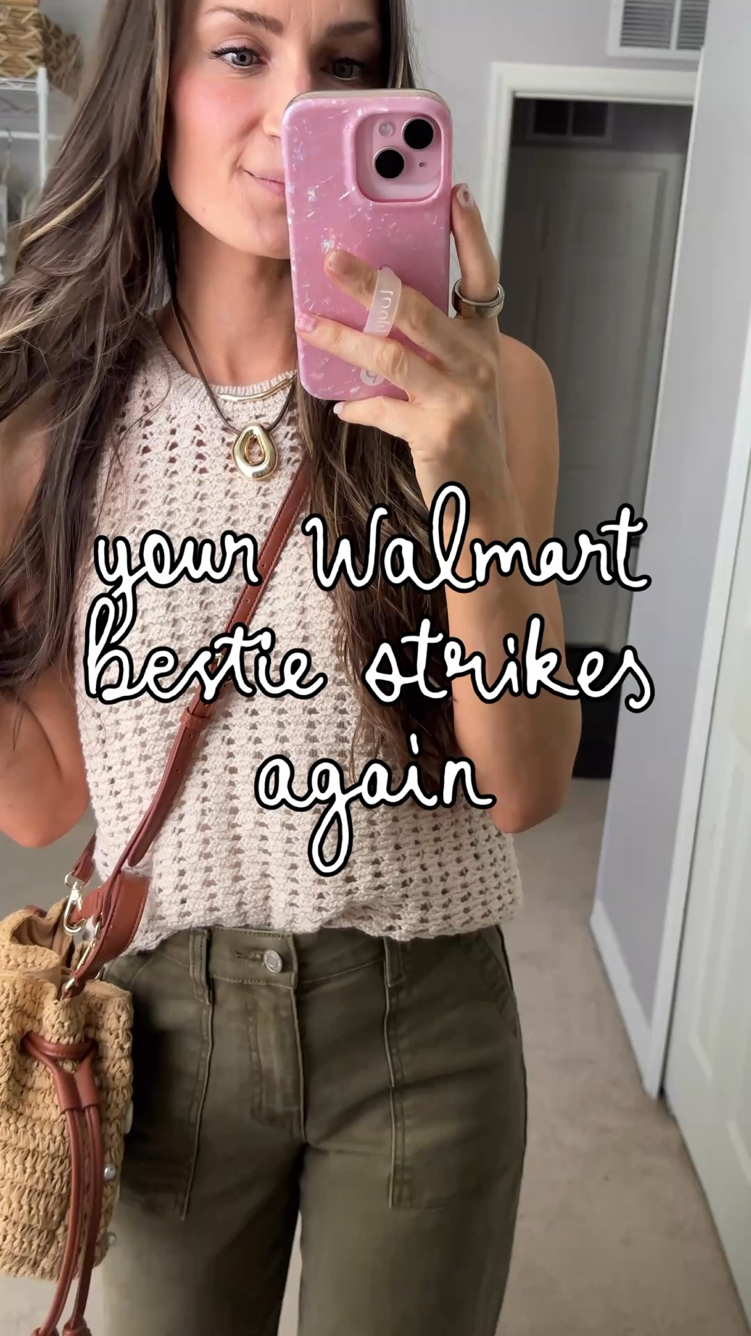 Yall loved this Walmart outfit so much I had to share it on my feed! This knit tank is a closet staple! the summer version is so cute with the seashell necklace &  🐚🌊☀️ It makes me want to book a vacation! …honestly, I think I’m always looking for a reason to book one- as en enneagram 7, I can’t help it! 🤷🏻‍♀️😅😂

**sizing
•Knit vest: xs, fits oversized
•Green jeans: 2, fit tts
•Time & true Raffia slides: 8 fits perfect-I’m normally an 8.5, but they don’t come in half sizes!
•time & tru paper bag shorts: 2, fit tts
•raffia slides: 8 fits perfect-I’m normally an 8.5, but they don’t come in half sizes!


#walmartfashion2026 #walmartoutfitidea #walmarttryon #walmartmom 

#LTKmomlife #LTKootd #LTKTall