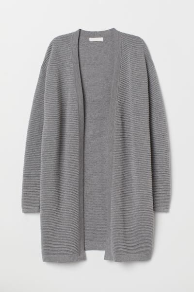 Textured-knit Cardigan - Gray melange - Ladies | H&M US | H&M (US)