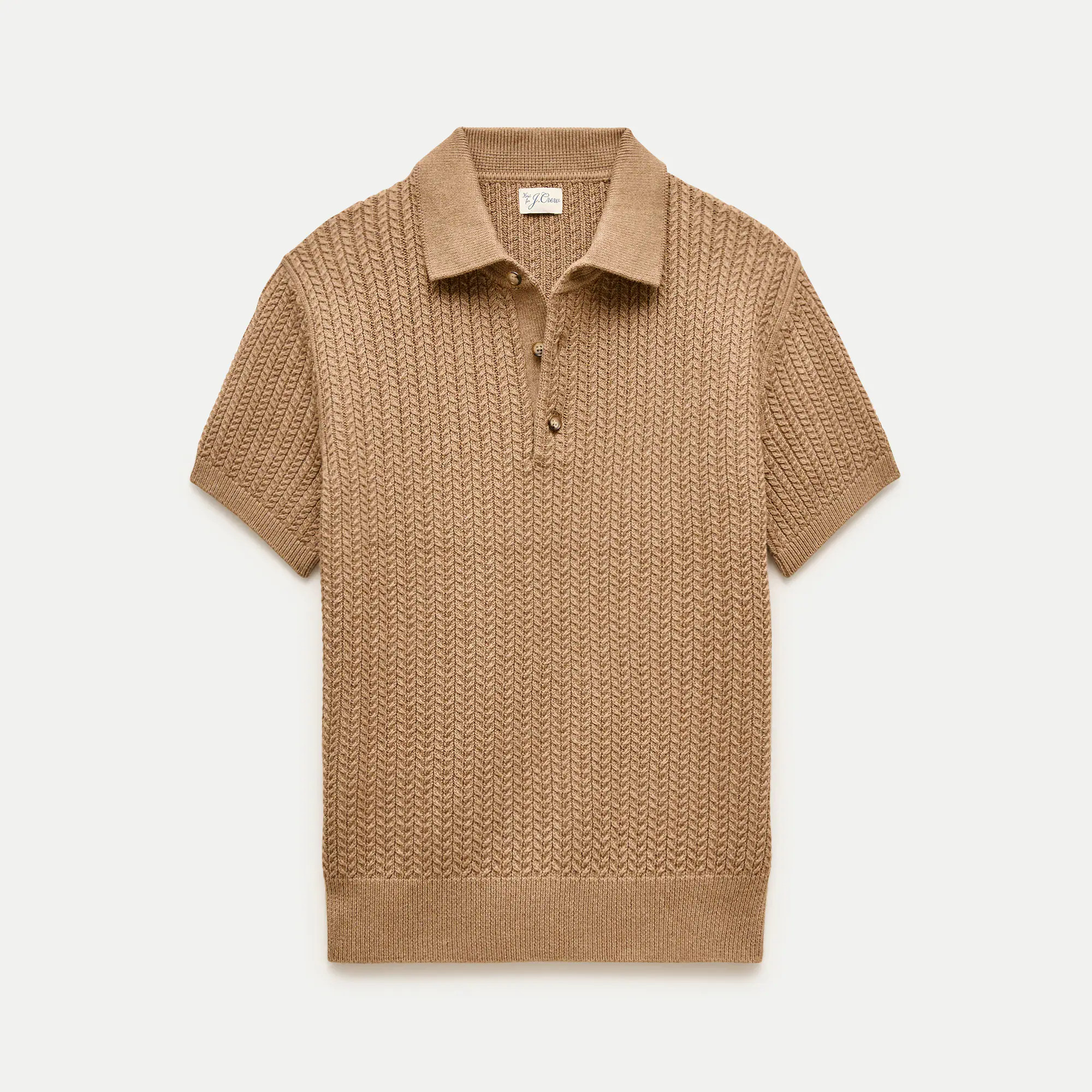 Short-sleeve cable-knit cotton sweater-polo | J. Crew US