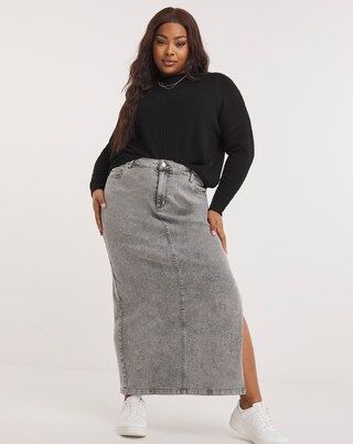 Grey Side Split Maxi Skirt | Simply Be | Simply Be (UK)