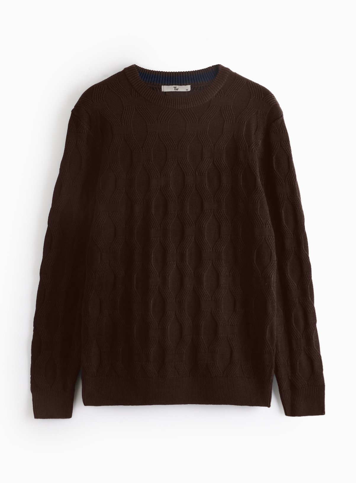 Brown Crew Neck Cable Knit Jumper S | argos.co.uk