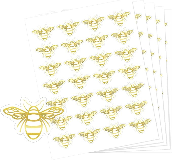 Anwyll Bee Stickers,Gold Foil Envelope Seals Labels Stickers,420Pcs Queen Bee Decals Stickers,Sel... | Amazon (US)