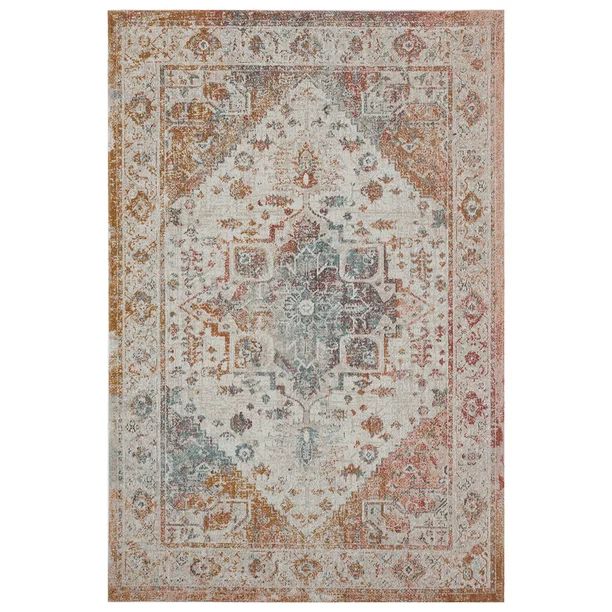 LR Home Medallion Woven Indoor/Outdoor Area Rug, Beige, 5' 3" x 7' 10" | Walmart (US)