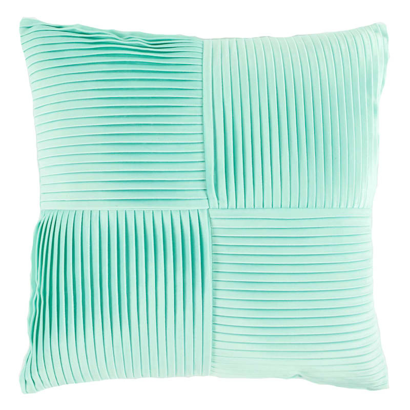 Vilano Aqua Blue Pleated Throw Pillow, 18" | At Home