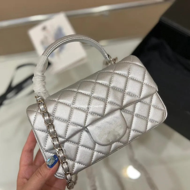 22Ss Hand Flap Bag Classic Top Caviar Grain Cowhide Leather Quilted Plaid Weave Chain Gold Hardwa... | DHGate