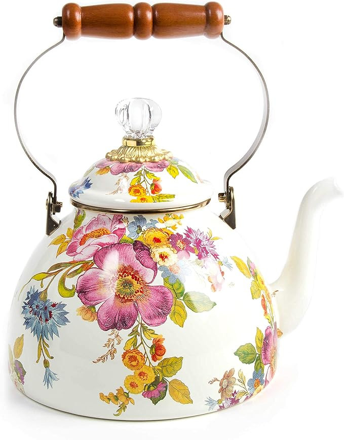 MacKenzie-Childs Flower Market 3 Quart Tea Kettle - White | Amazon (US)