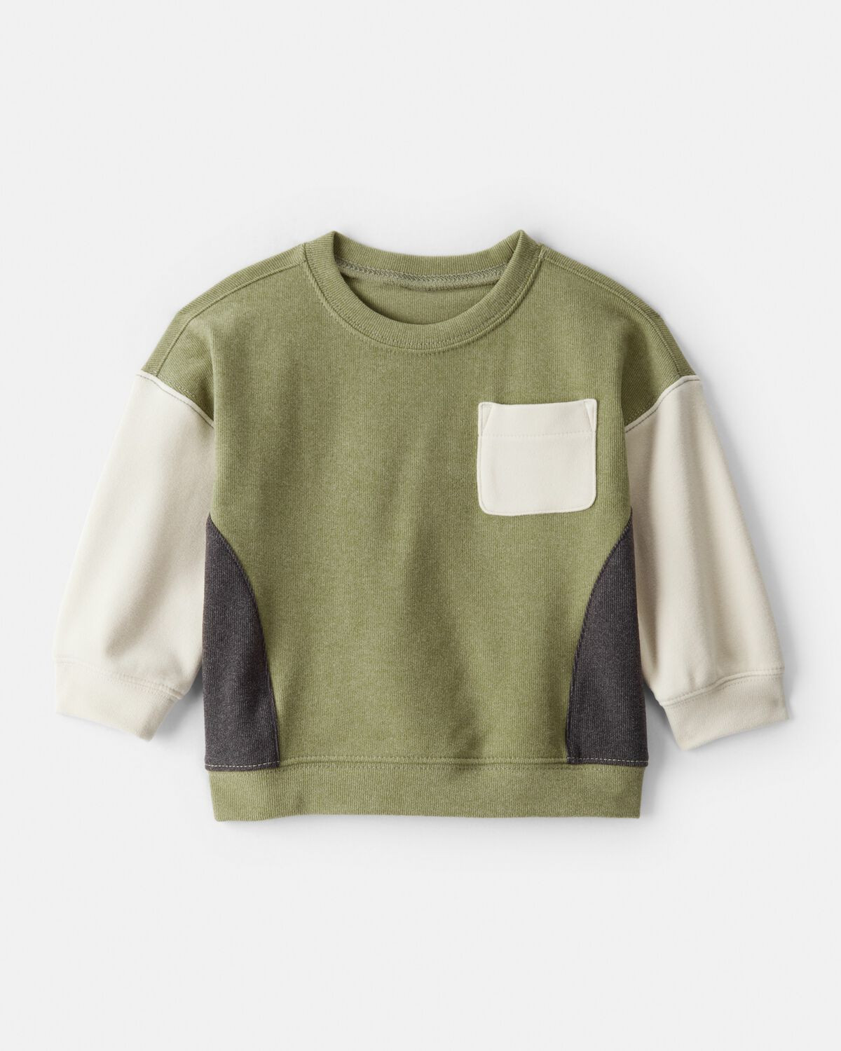 Baby Boy Colorblock French Terry Long-Sleeve Pullover Sweatshirt - Green | Carter's Inc