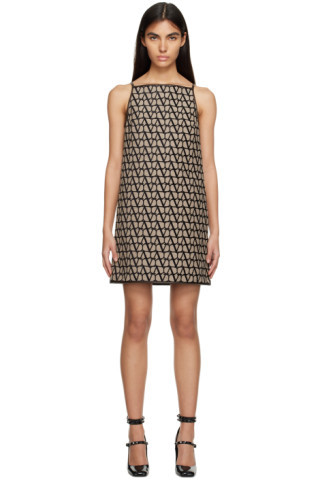 Beige Square Neck Minidress | SSENSE