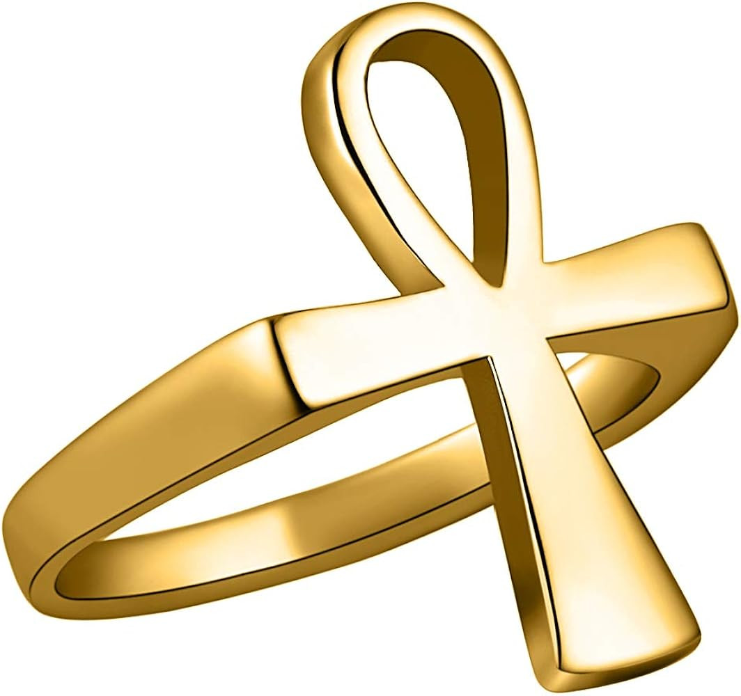 HZMAN Stainless Steel Polished Fashion Egyptian Jewelry Ankh Cross Ring for Men Women with Gift B... | Amazon (US)