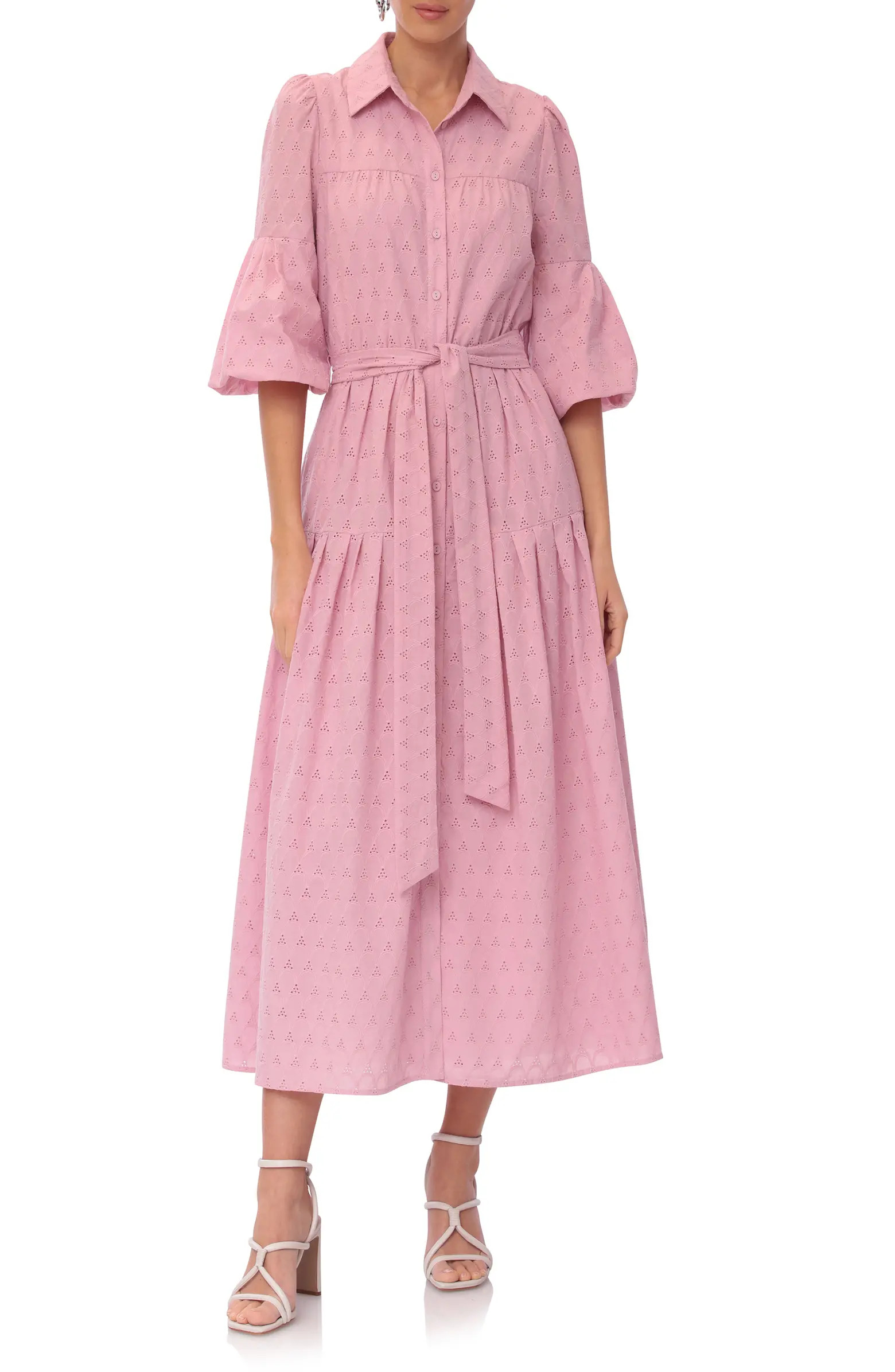 Eyelet Tie Waist Shirtdress | Nordstrom Rack