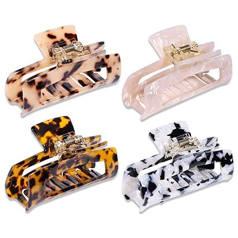 4PCS Hair Claw Clips, Acrylic Hair Banana Barrettes, Celluloid French Butterfly Jaw Clips,Tortois... | Amazon (US)