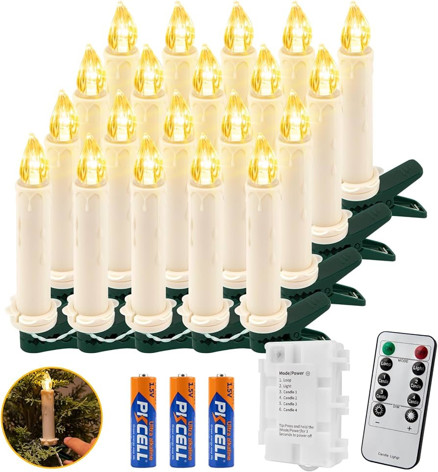 koopower 40 Pack LED Battery Powered Christmas Tree Candles, LED Taper Candles with Timer, Remote... | Amazon (US)