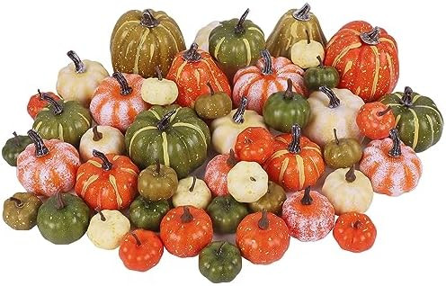 winemana 46 Pcs Assorted Size Artificial Pumpkins Fall Decorations, Mixed-Color Foam Pumpkin Autu... | Amazon (US)