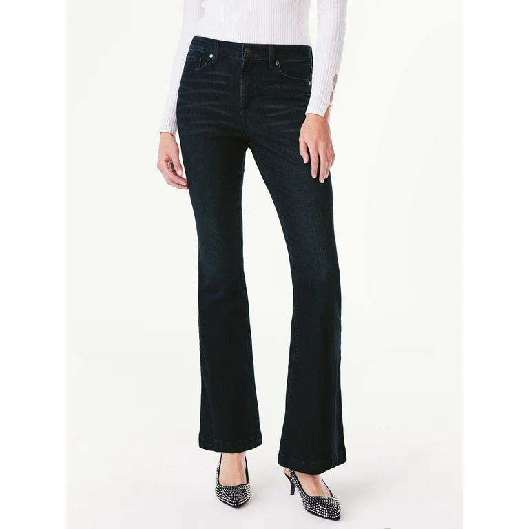 Scoop Women's Flare Leg High Rise Jeans, Sizes 0-18 | Walmart (US)
