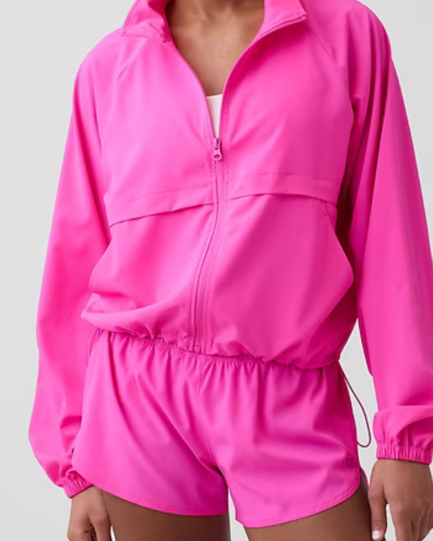 GapFit Oversized Runaround Track Jacket - Standout Pink and GapFit 3" Mid Rise Runaround Shorts - Standout Pink

So cute and comfortable!! And they are all on sale right now! I bought this color and another set in black! 

#LTKdayinmylife #LTKActive #LTKspringtrends