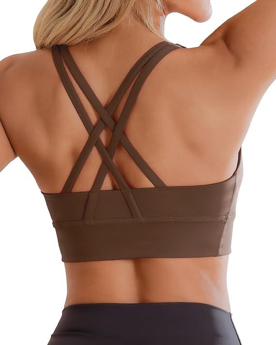 Ama Larsi Strappy Sports Bra for Women High Impact Sexy Crisscross Back Wirefree Padded Workout Y... | Amazon (US)