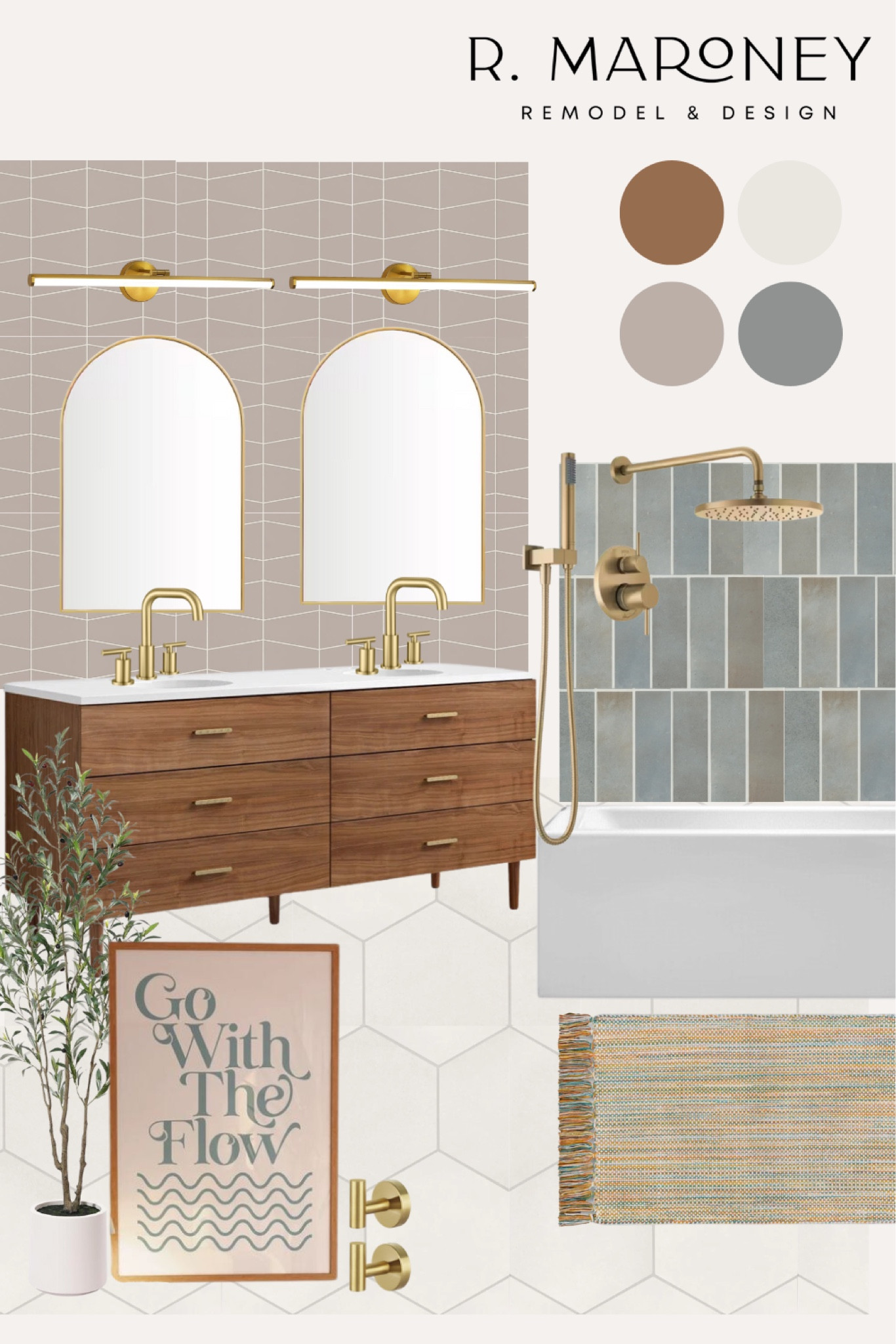 This serene, natural bathroom creates calm with blues and soft neutrals. Bedrosians tiles pair beautifully with a Wayfair vanity.

#LTKHome