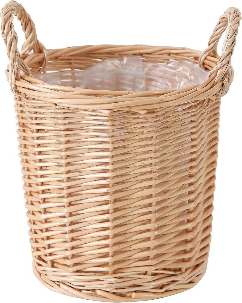Handcrafted Wicker Planter - Handwoven Natural Willow Plant Cover, Moisture-Proof Ornamental Cach... | Amazon (US)