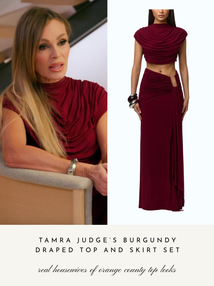 Tamra Judge's Burgundy Draped Top and Skirt Set 

 