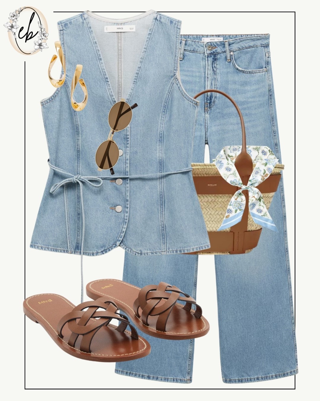 Mango set >> Denim vest with matching jeans, DeMillier handbag, mango sandals, and a beautiful scarf from Loft 

#LTKFindsUnder100 #LTKSummerEdit #LTKStyleTip