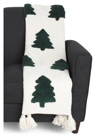 Handcrafted In India Tufted Trees Throw | TJ Maxx