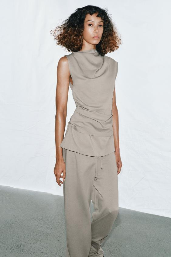 DRAPED COTTON TOP | Zara UK