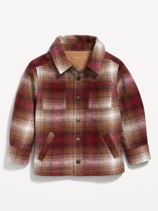 Unisex Sherpa-Lined Plaid Shacket for Toddler | Old Navy (US)